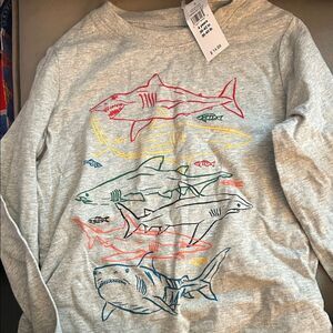 GAP Kids Baby Gap Gray Long Sleeve Sharks Shirt 4 Years NWT